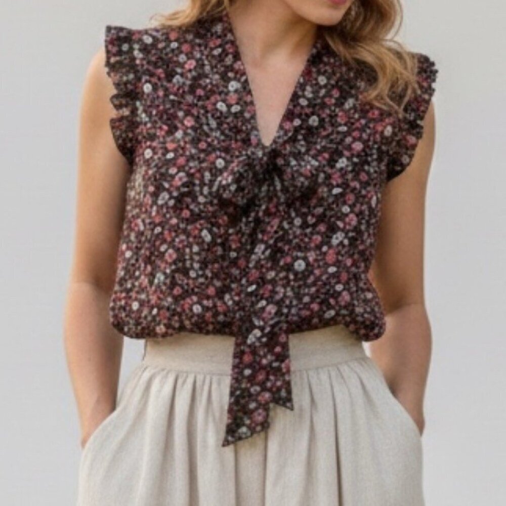 Vintage Style Eyelash Couture Floral Ruffle Blouse Cottagecore Boho Top SMALL